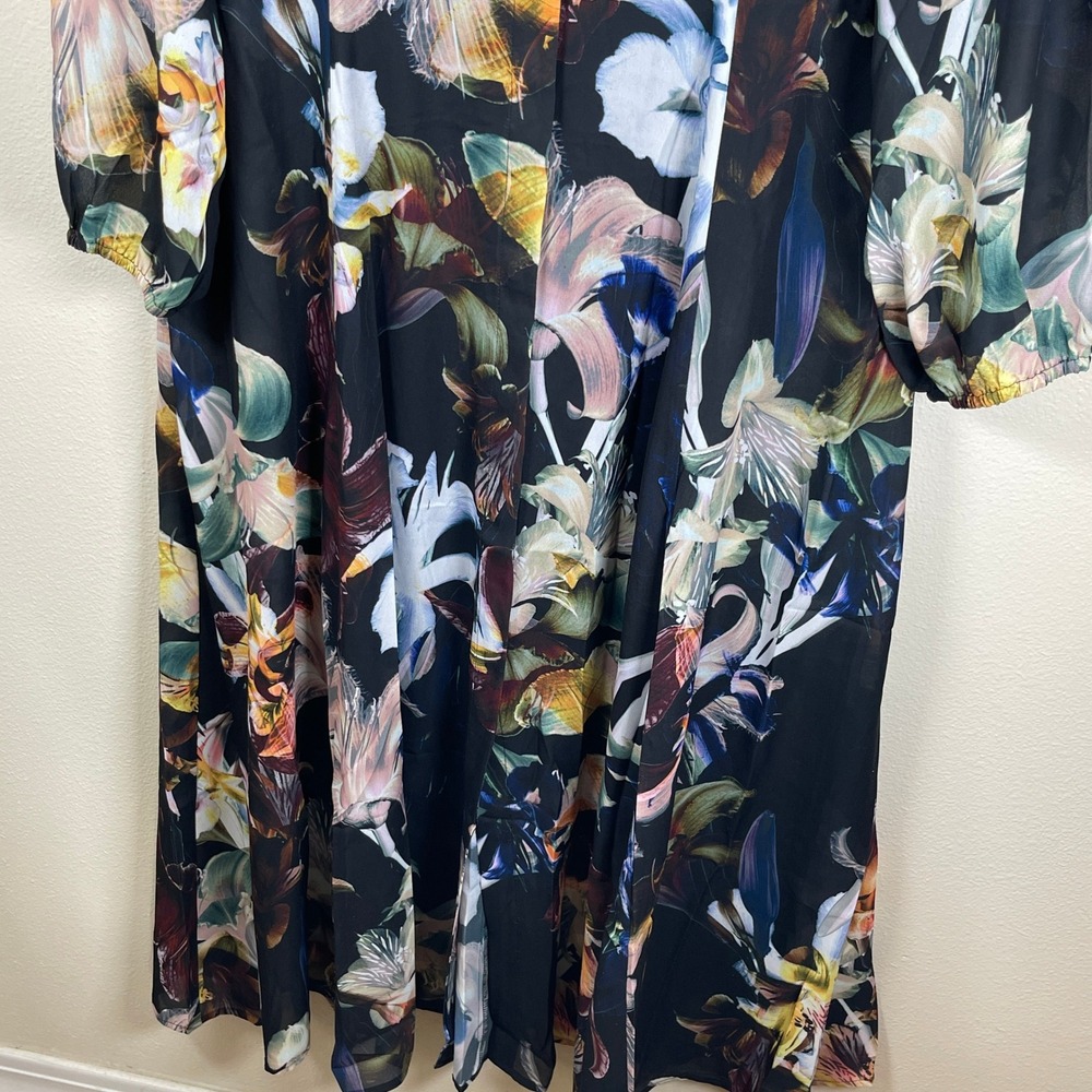 Catherine Malandrino Women's XL Floral Long Sleeve Midi Dress NWT Button Front - Picture 3 of 16